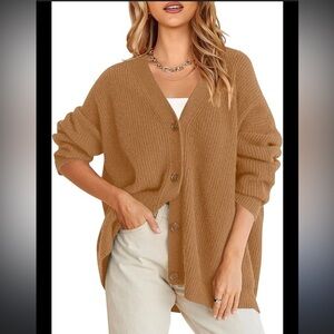 Gap shaker stitch boyfriend Tan Cardigan Sweater